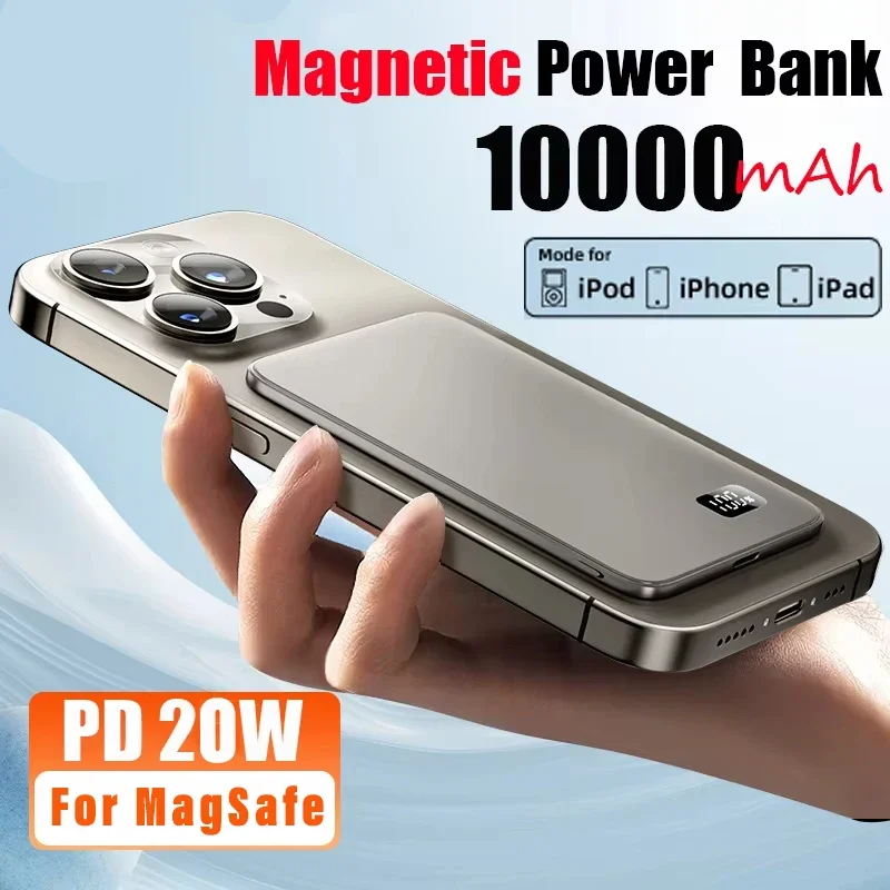

10000mAh Ultra Thin MagSafe Power Bank-Magnetic Wireless Fast Charging for iPhone /Samsung/Android Phones /Portable Battery Pack