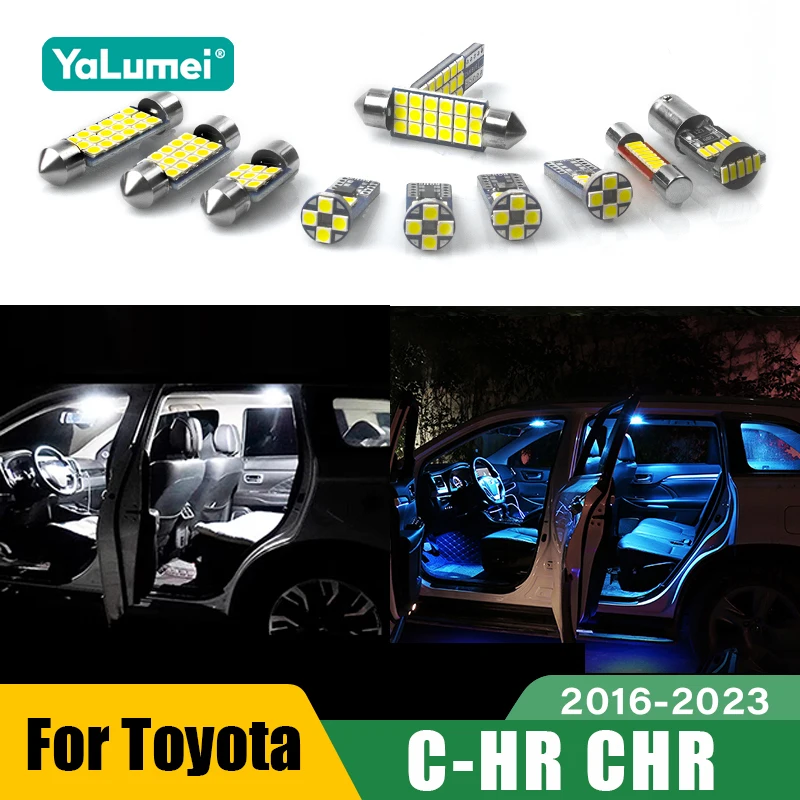 

Для Toyota C-HR CHR 2016-2023: Комплект из 11 светодиодных ламп для салона и подсветки номерного знака, аксессуары