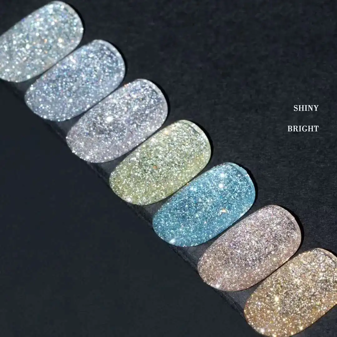 VINIMAY Glitter Broken Diamond เจลเล็บชุดการ์ดสีประกาย Soak Off UV LED สะท้อนแสงเงาเล็บ 15ml