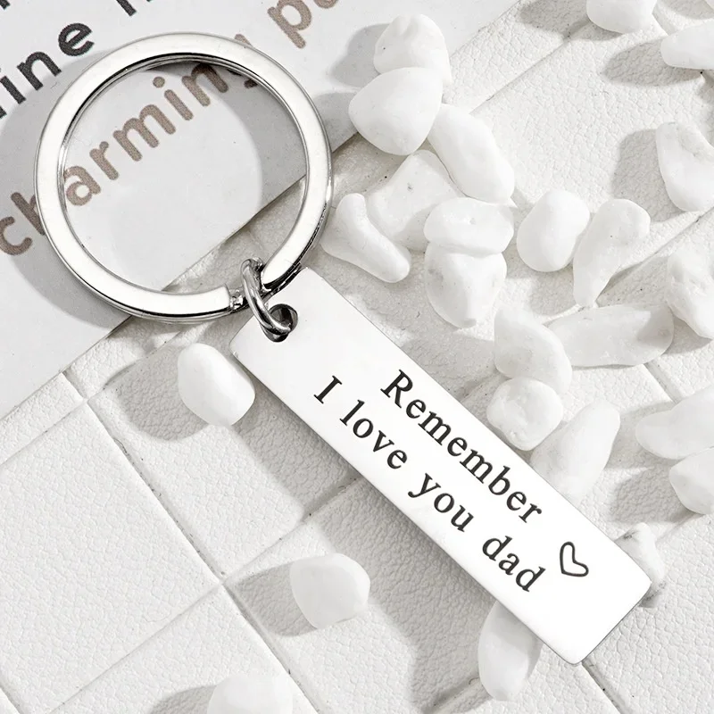 Fashion Key Chain Letter Remember I Love You Dad Father's Day Thanksgiving Gift to Dad Stainless Steel Keychain Diy Custom