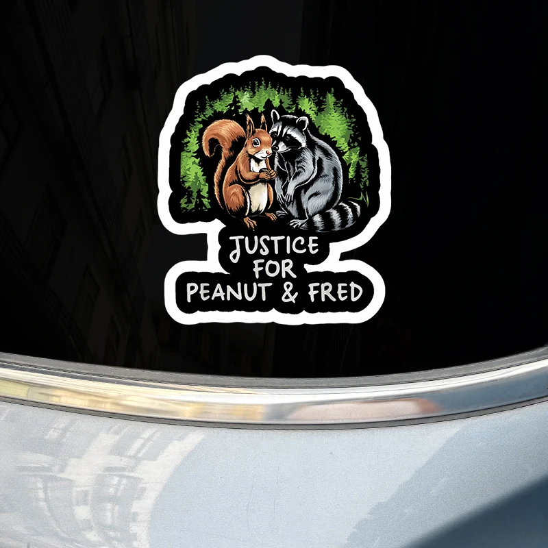 1PC/2PCS Justice for Peanut The Squirrel Fred Car Stickers Auto Window Body Side Respect for Animal Rights Advocate Vinyl Decals