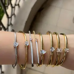 Jewelry Set Different Shape Cubic Zirconia Bangles Heart Square Oval Water Drop Stones for Women Fashion Trendy Style 2025