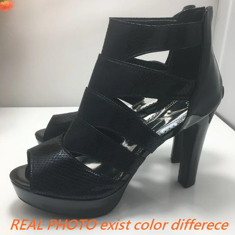 REAVE CAT Sexy Size 34-50 Women Sandals Peep Toe Chunky Heel Ladies High Heel 11.5cm platform party shoes F1493