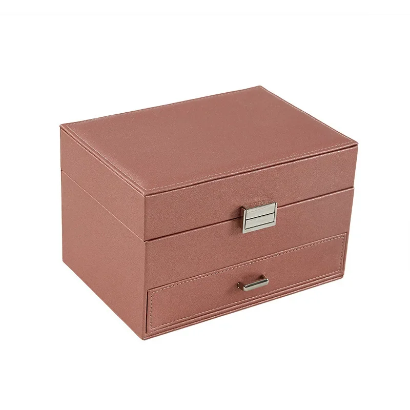 PU Leather Storage Box Korean Multi layered Jewelry Box Cute Drawer  Necklace Ring Large Capacity