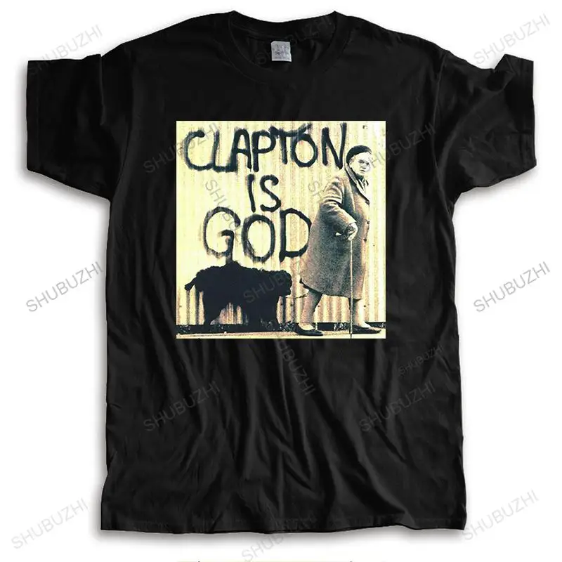  Cotton Print Mens Summer O-Neck clapton is god Black Men fashion vinage T Shirt drop shipping