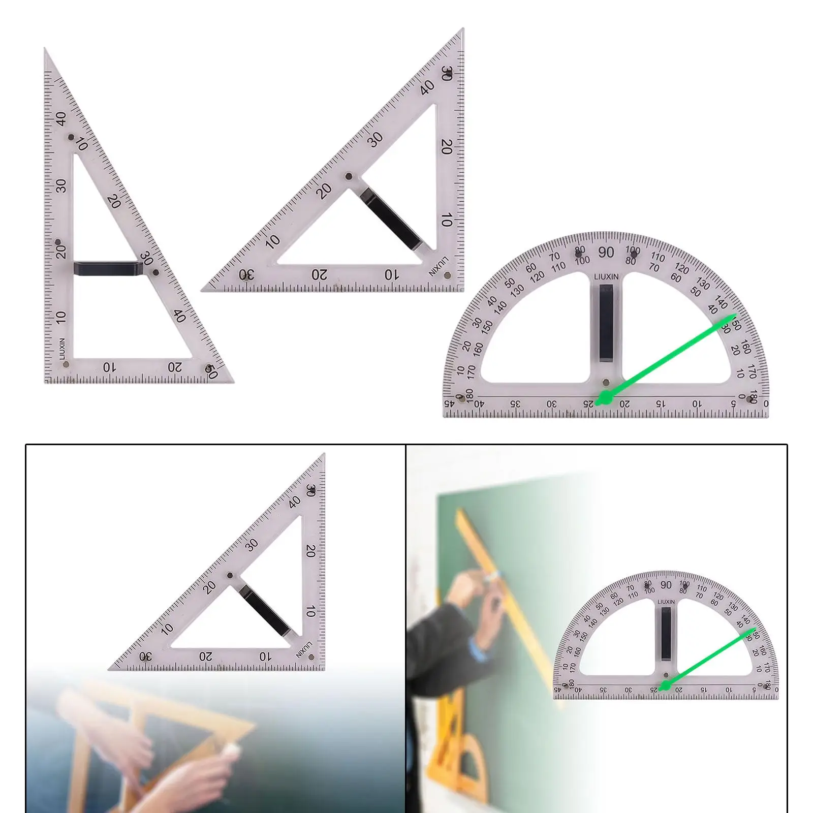 Großes Mathe-Geometrie-Lineal, Mathe-Lehrmittel für weiße Tafel, schwarze Tafel