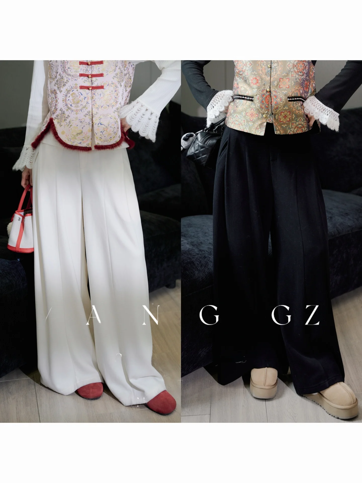 

New Chinese Sle High Waist Loose Straight Leg Wide Leg Pants Long Trousers Women's Autumn Winter Faion Hanfu Pants