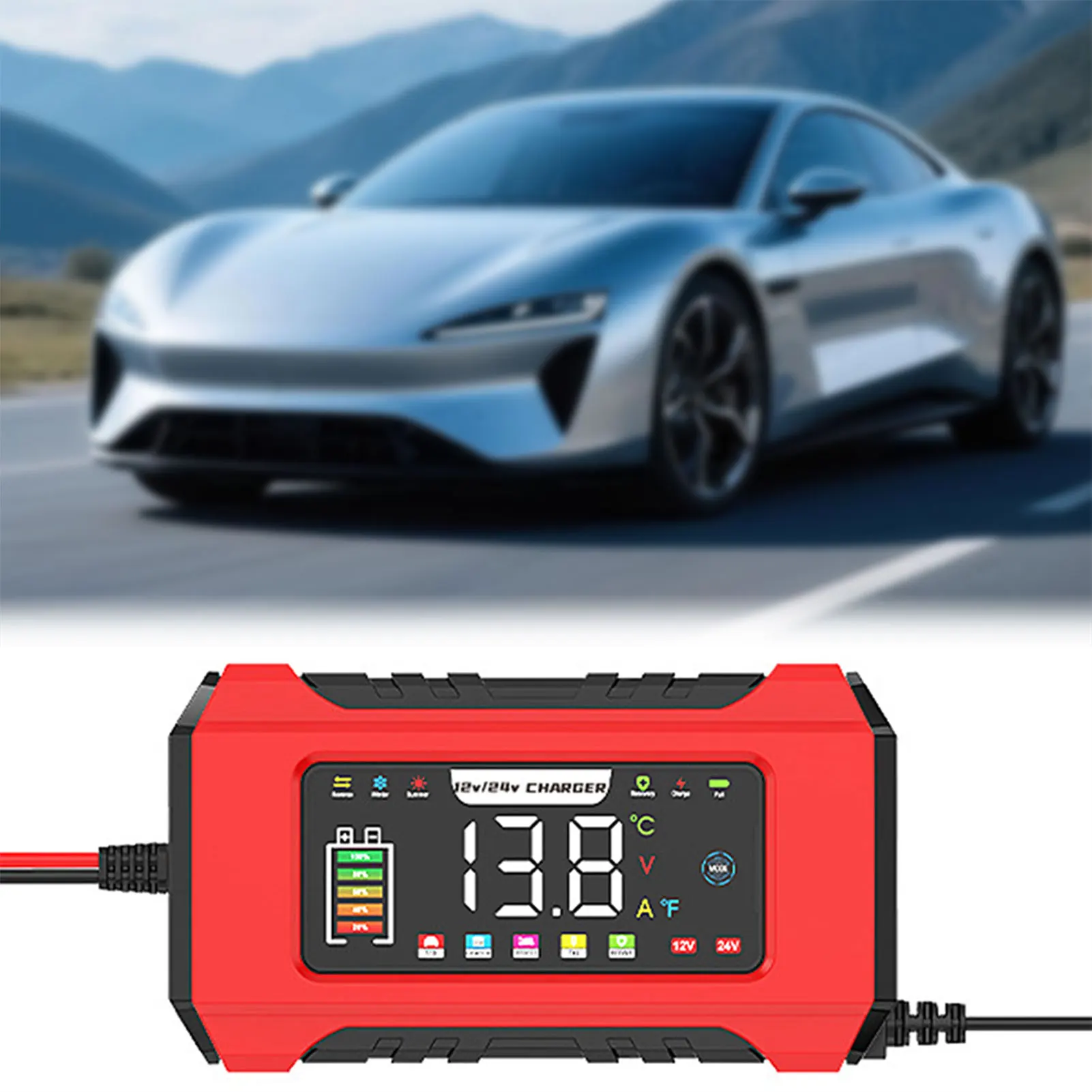 Car Battery Charger 2v15a/24v8a Battery Chargers Small Portable Fully Automatic Charger With Lcd Screen For Motorcycle