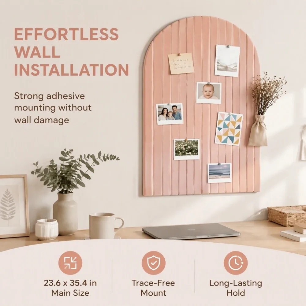 6 Pack 23.6x35.4in Felt Bulletin Board Residue-Free Adhesive Noise Reducing Cork Board Alternative Pink Adhesive Pin Board