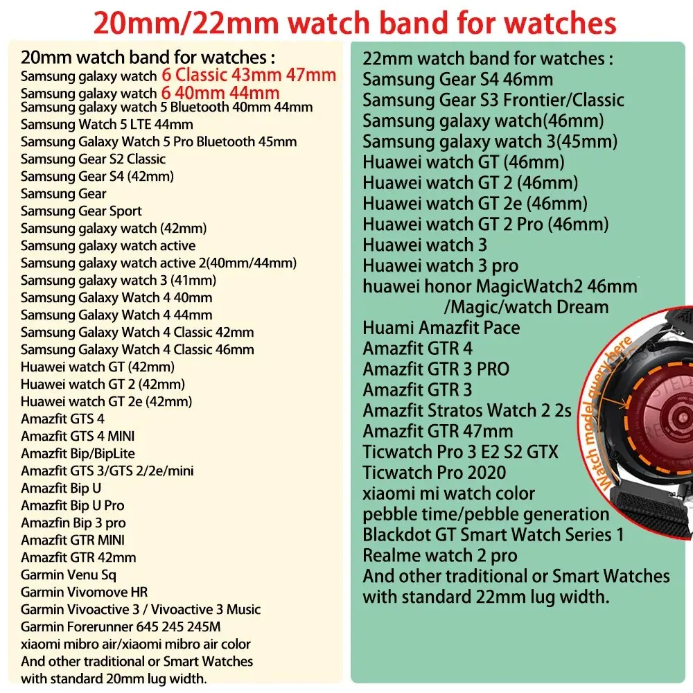 Strap For Samsung Galaxy Watch 7 6 5 4 classic/5 pro/active 2/Nylon Braided Solo loop bracelet Huawei watch GT2 3 4 20/22mm Band