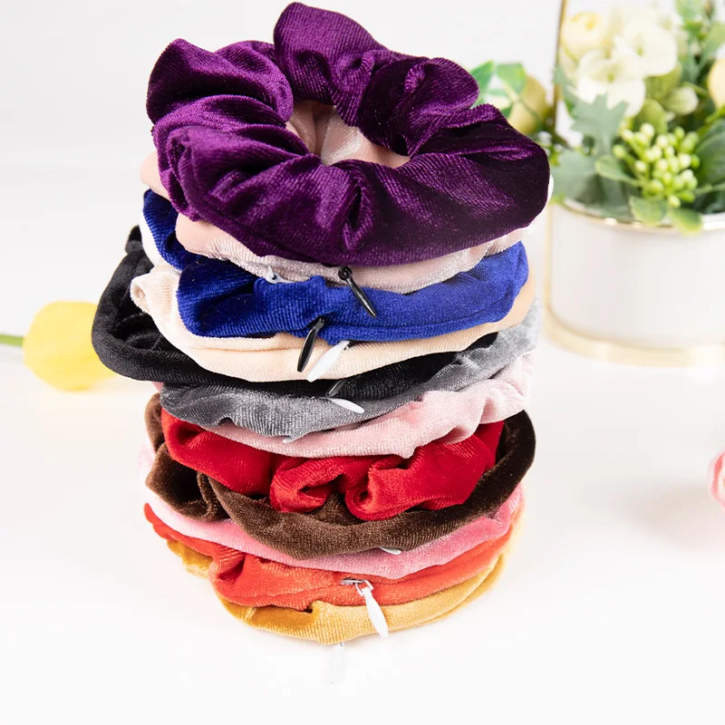 Sekretne włosy z kieszonką na suwak do związywania włosów Scrunchie Diversion schowek bezpieczny pojemnik z ukrytą schowek