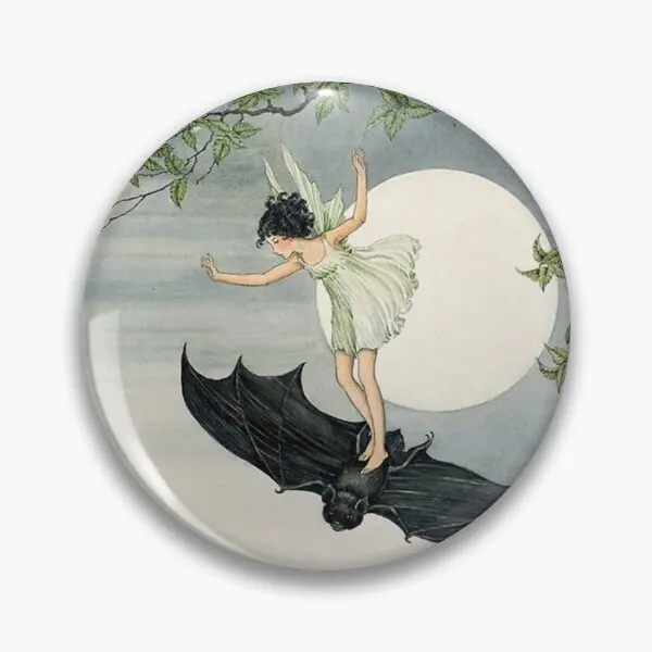 Little Fairy Girl Riding A Bat  Soft Button Pin Lapel Pin Hat Gift Cute Creative Lover Cartoon Fashion Funny Clothes Badge