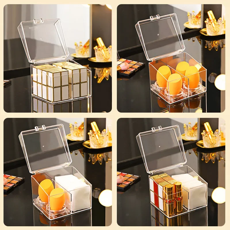 Transparent Acrylic Beauty Egg Cotton Swab Box Portable Cosmetics Container Jewelry Organizer Makeup Medicine Cotton Pad Case