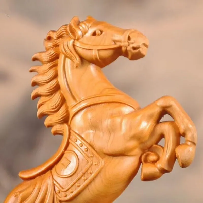 Wooden Carved Waves Horse Statue Traditional Hand Carving of Solid Wood