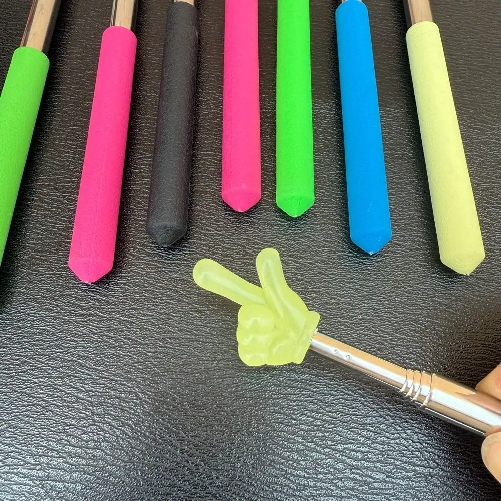 الفولاذ المقاوم للصدأ مؤشر التدريس إصبع تصميم قضيب تليسكوبي التدريس عصا مضيئة السبورة مؤشر اليد #2