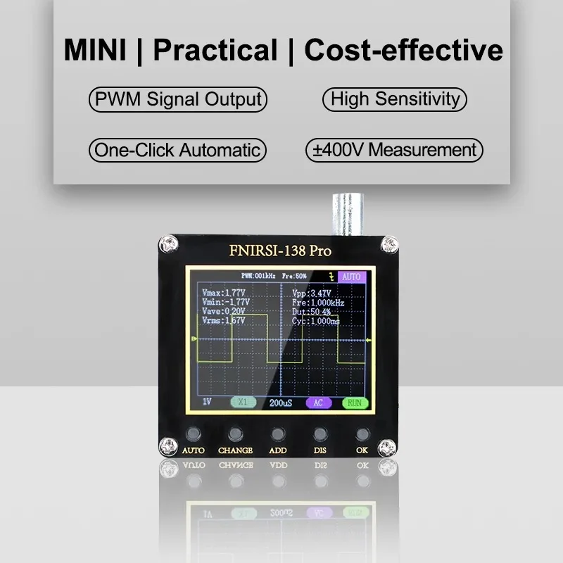 Real-time Sampling Rate of 2.5MS/s and 200KHz Bandwidth Mini Digital Oscilloscope Multi Tester for Measuring