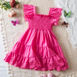 Cute Baby Girls Dress Summer New Girls' Clothing Ruffle Sleevele Princess Frocks Hollow Out Fashion Birthday Party Kids Dresses