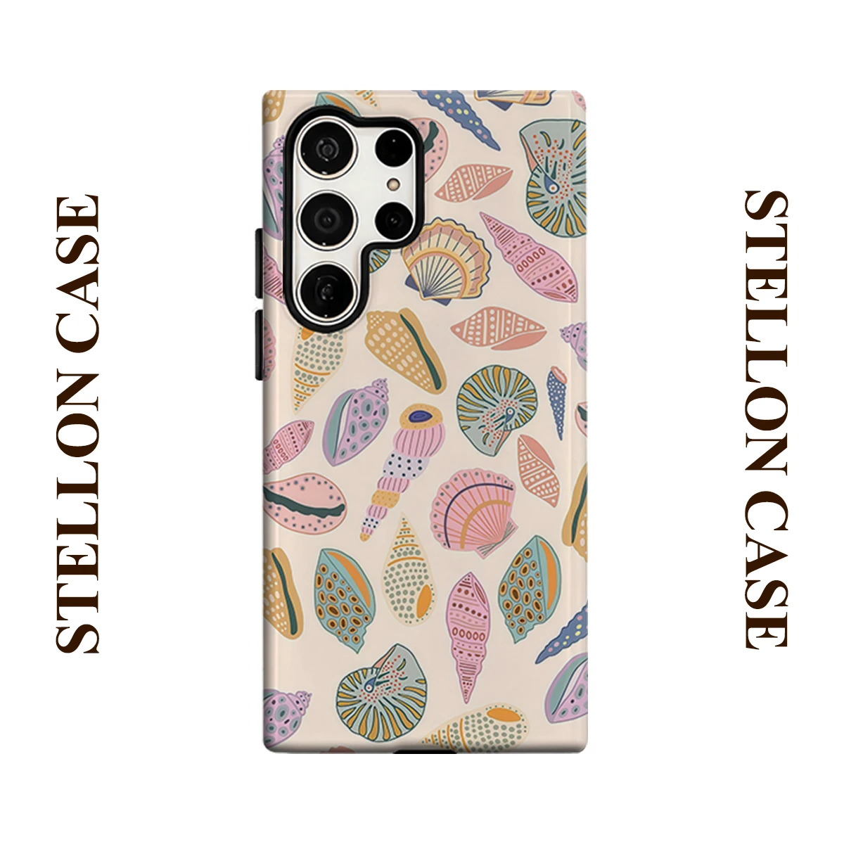 Pastel Seashells Phone Case for Samsung Galaxy S25 Ultra S24 S23 Ultra Plus Glossy Double-layer Back Cover