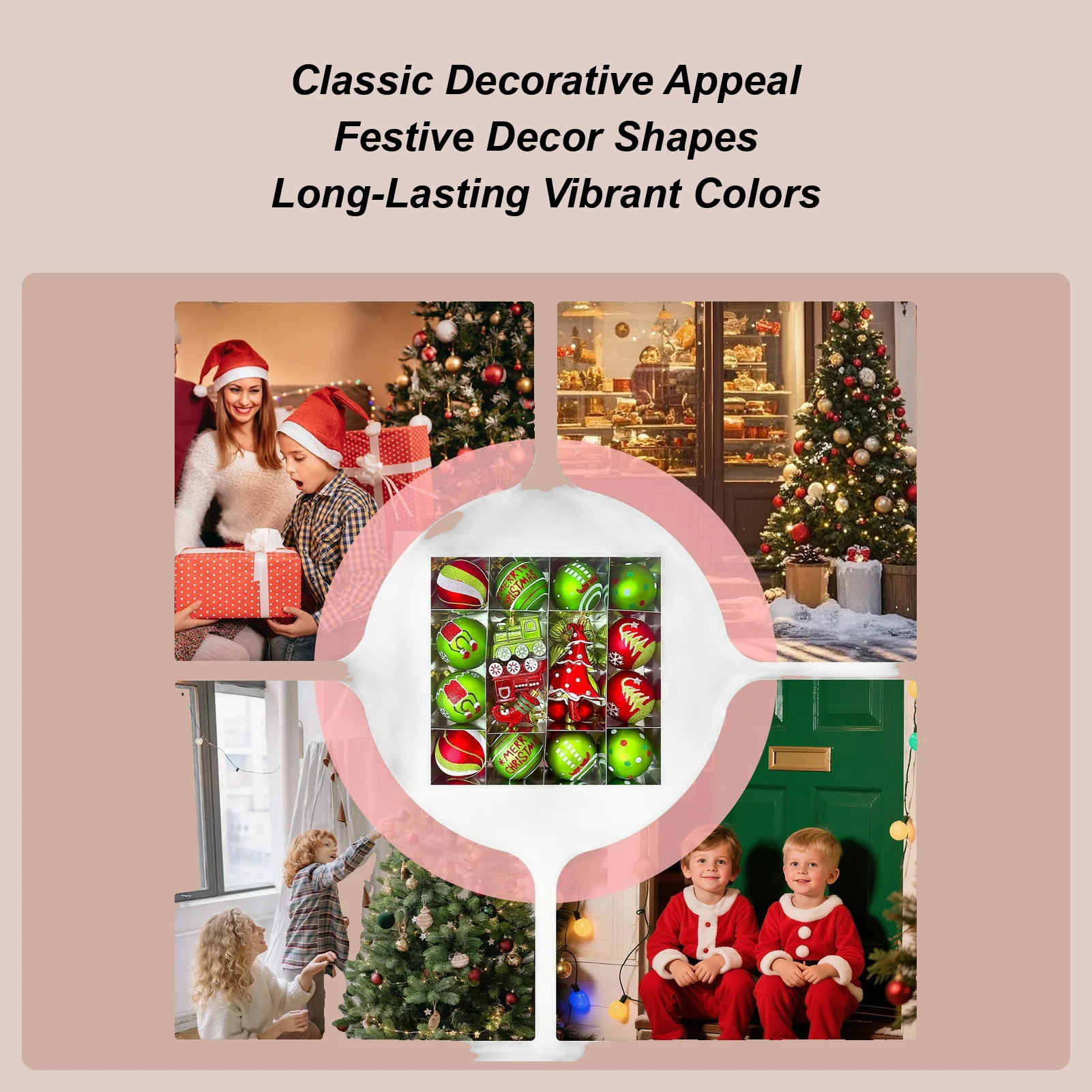 

34 шт., украшения для рождественских шаров, подвесные украшения для рождественской елки, 2025 Xmas Navidad 2026, новогодняя вечеринка, принадлежности для самостоятельного изготовления