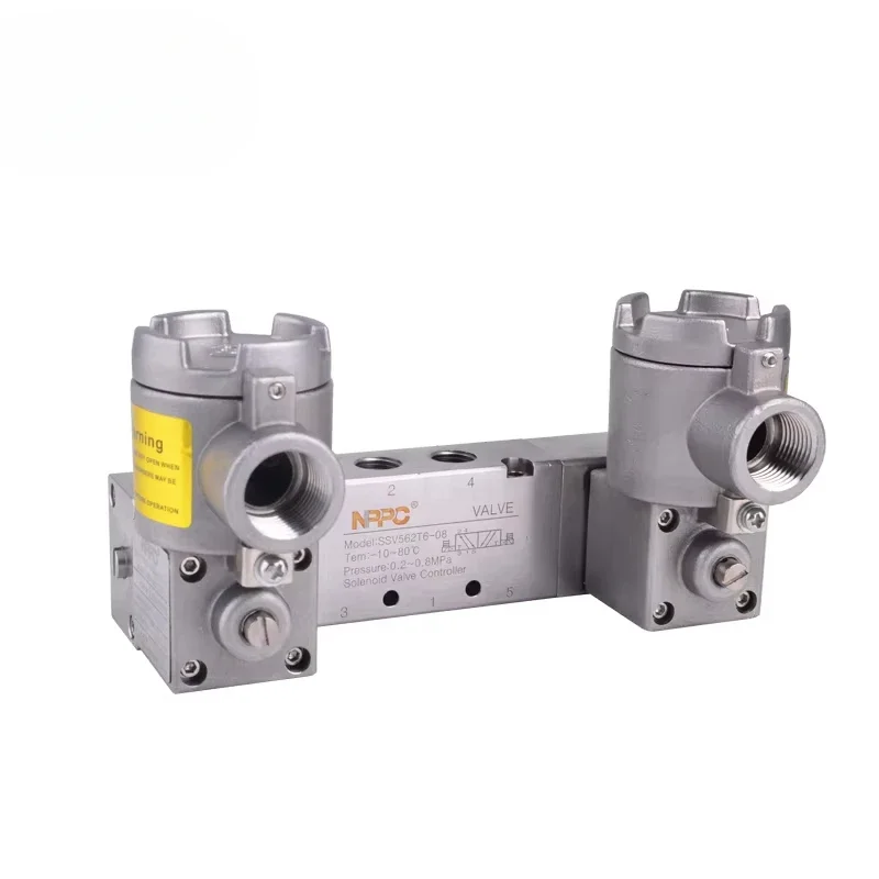 

NPPC Stainless Steel SUS316 Explosion Proof Solenoid Valve Double Heads Port Size 02 Pipe Mounting Type Manual Operator Support