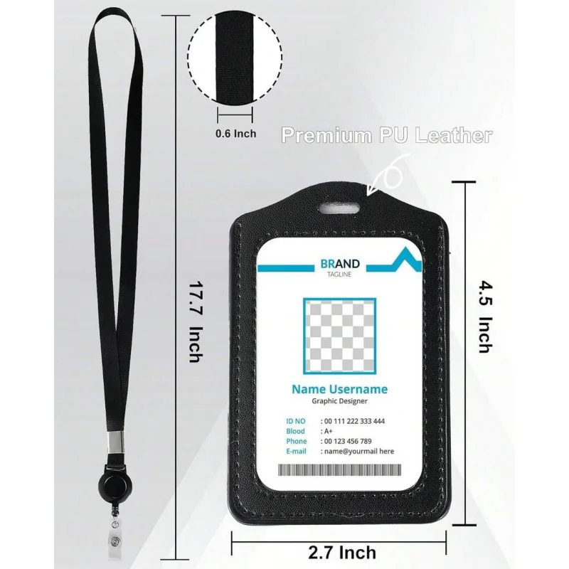 Lanyards For Id Badges Black Lanyards For Cruise Ship Cards Lanyard With Leather Id Holder (2Pcs) image 2