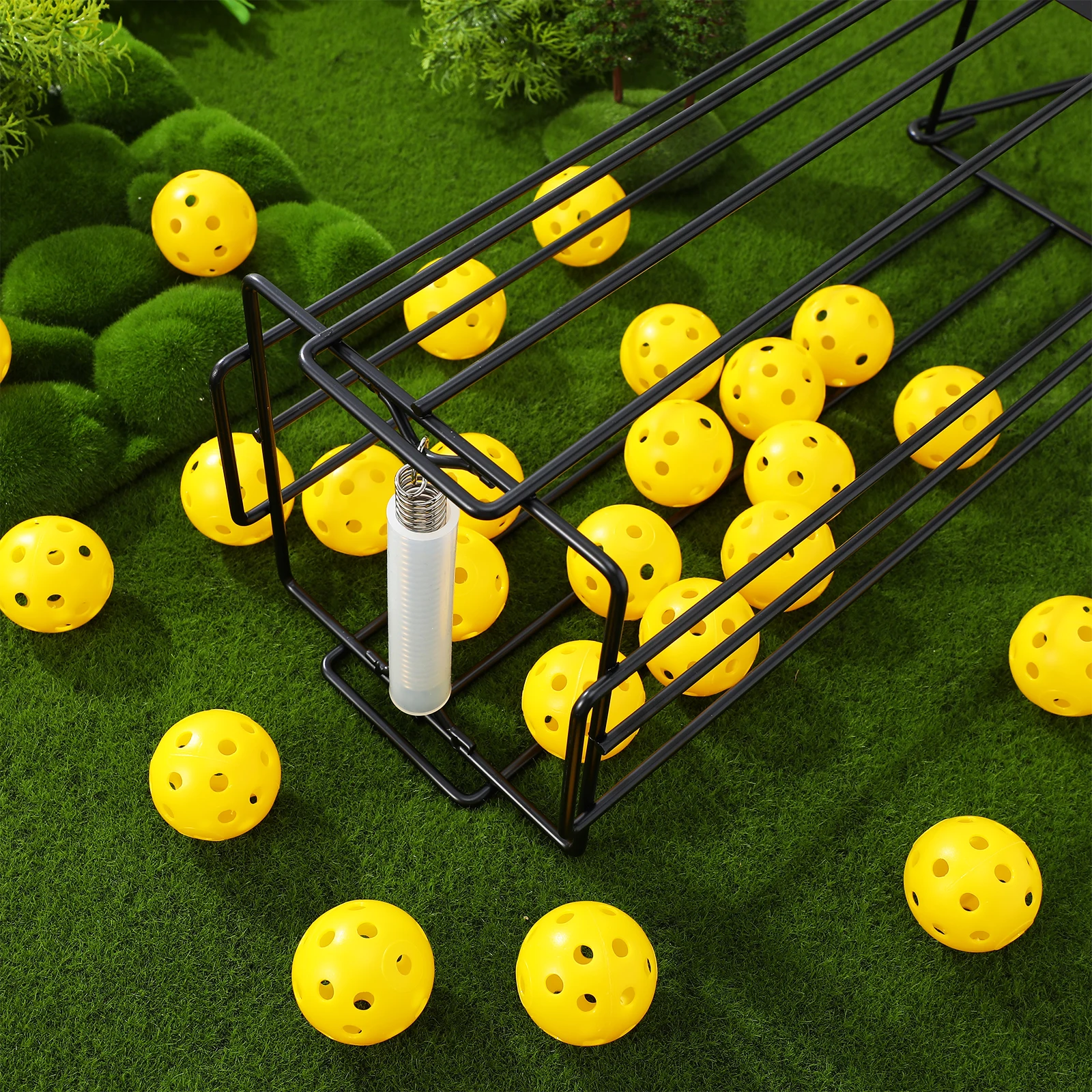 كرة التنس المحمولة المسترد الفولاذ المقاوم للصدأ اضغط لأسفل المنتقى لمنظم سلة التخزين بيكلبول كرة السلة #3