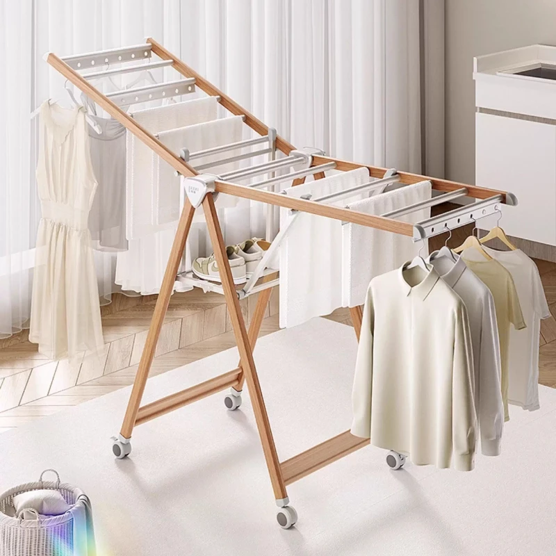 Foldable Clothes Drying Rack Balcony Aluminum Alloy Drying Blanket Rack Indoor Laundry Solution Space Saving Garment Care System