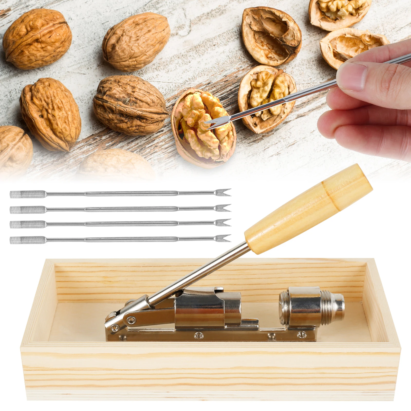 Nuts Opener Stainless Steel Walnut Nut Cracker Tool Pecan Nut Shell Opener Tool Walnuts Chestnuts for Pecans Hazelnuts Almonds