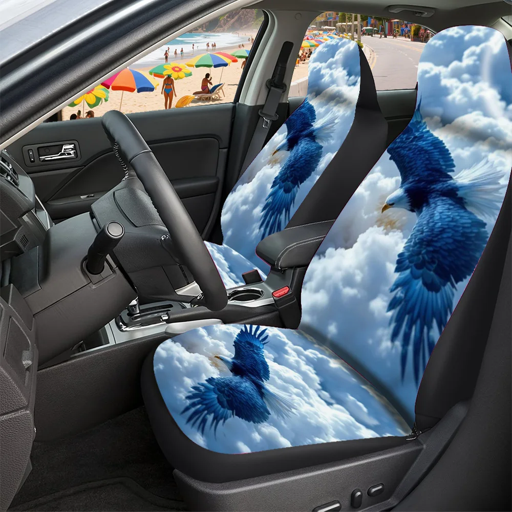 Trendy Printed Car Seat Covers Halloween Christmas New Year Easter Edition Eagle Flying Clouds Design Premium Universal Fit For