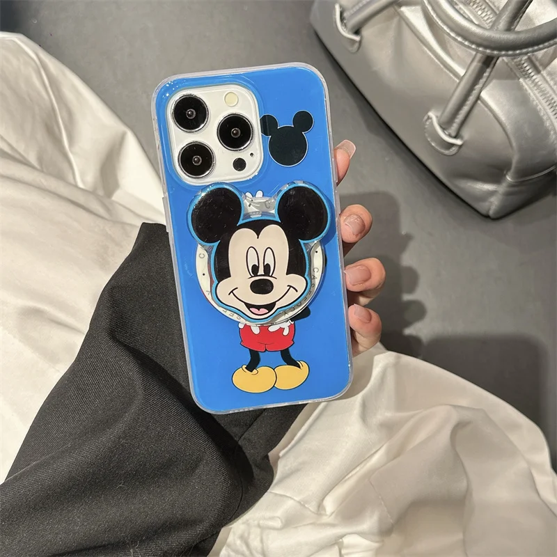 Cute Lattice Love Palm Mickey Mouse Magnetic Magsafe Wireless Charge Phone Case For iPhone 13 12 14 15 Pro Max Magnetic Holder