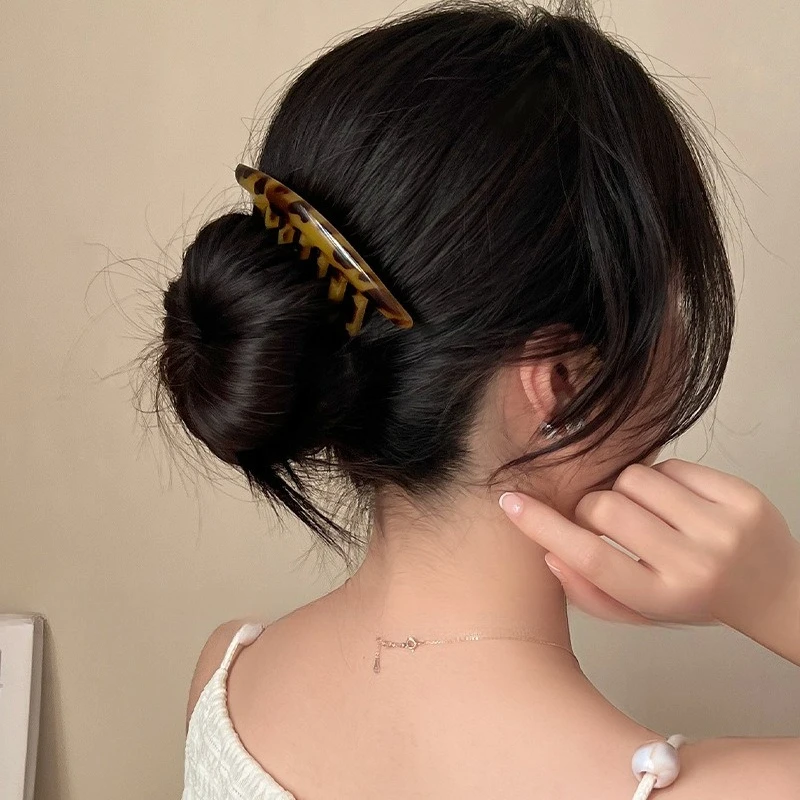 Elegante leopardo grampo de cabelo moda feminina hairpin simples bun updo hairaccessories para mulheres chique pente de cabelo palitos
