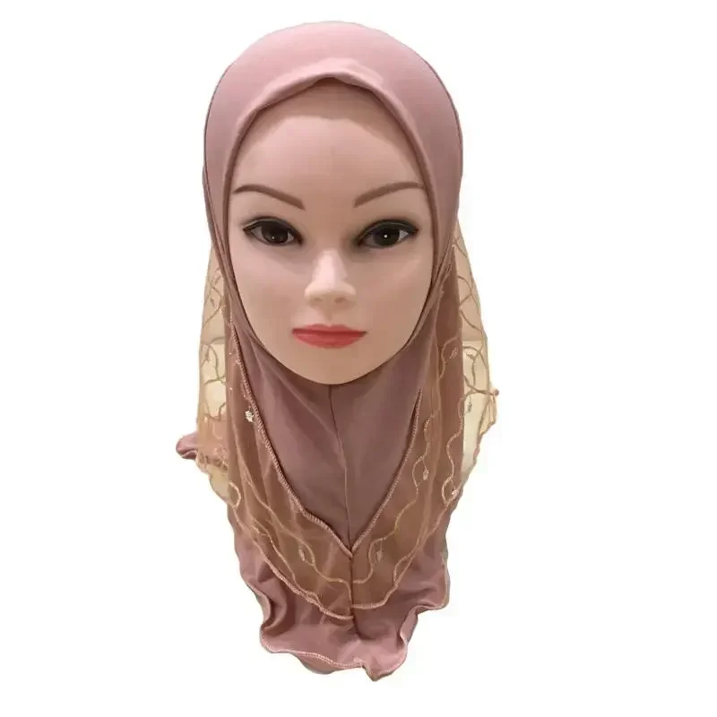 

Сетчатый мусульманский детский хиджаб для девочек, тюрбан, химиотерапия, повязка на голову, шарф, молитвенная исламская детская арабская шляпа, капот, полное покрытие, шали, От 2 до 7 лет