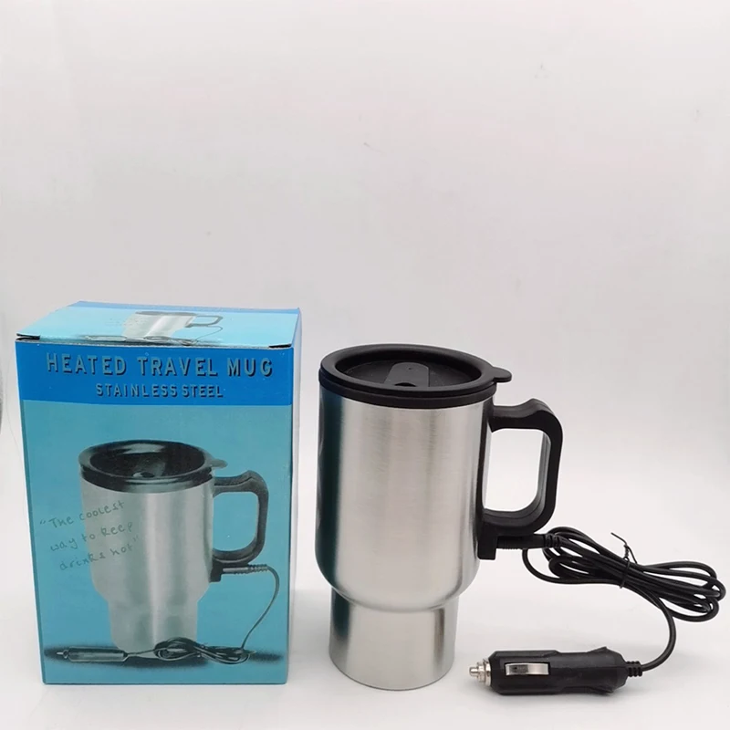 Only 65˚ C Car Heating Cups Kettle Boiling 12V Electric Thermos Water Heater Kettle Portable 450Ml for Travel Coffee Mug