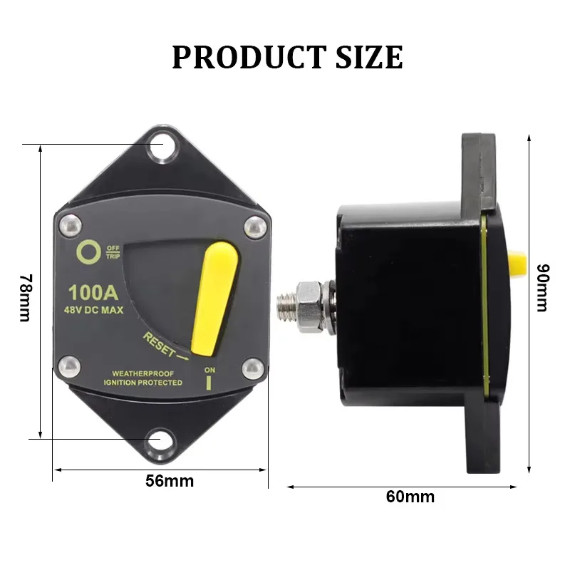 48V DC 50A 60A 100A 150A 200A 300A Surface Mount Solar System Audio Recovery Fuse Circuit Breaker