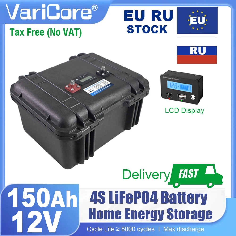 12v/12.8V 150Ah 100Ah LiFePO4 Batterij 4s Multifunctionele Draagbare koffer Batterijen voor golfkar Inverter Auto Aansteker Belastingvrij