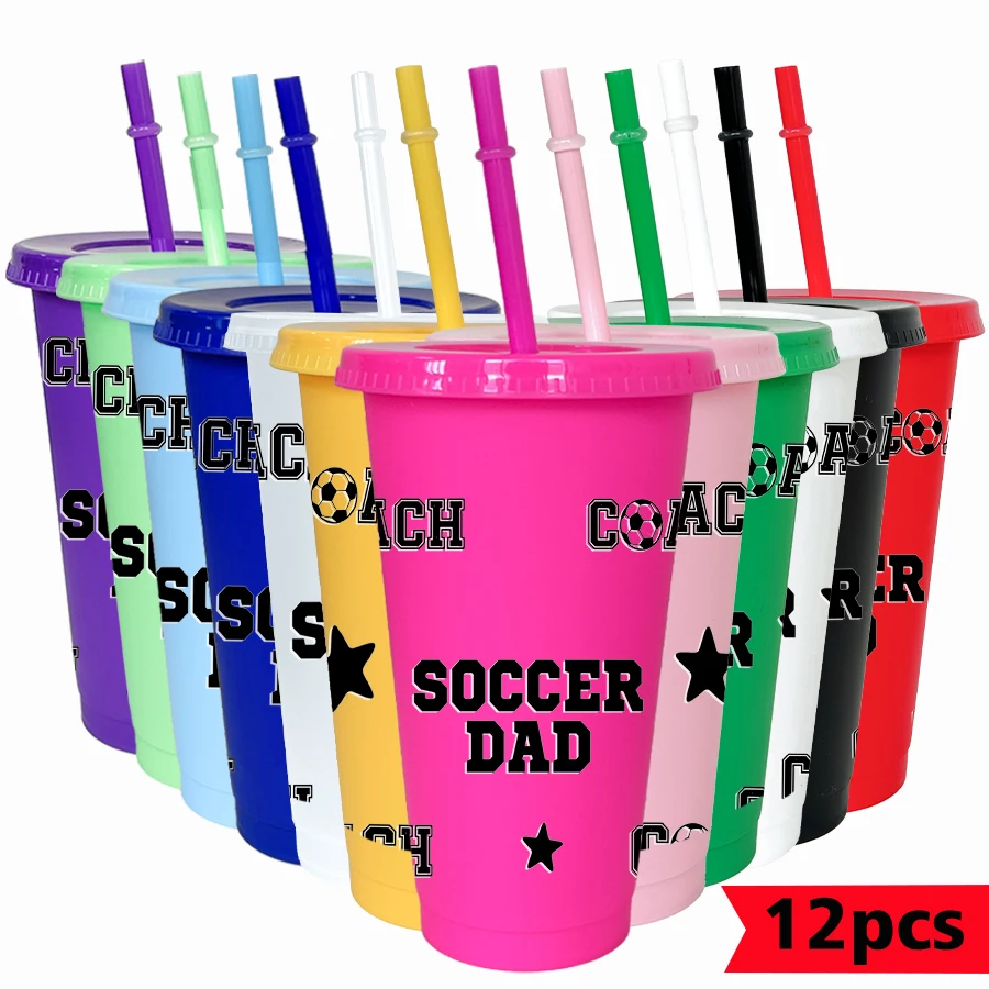 12pcs-set-football-star-pattern-26oz-colored-plastic-party-cold-cup-for-birthday-back-to-school-gift-gameday-drinkware