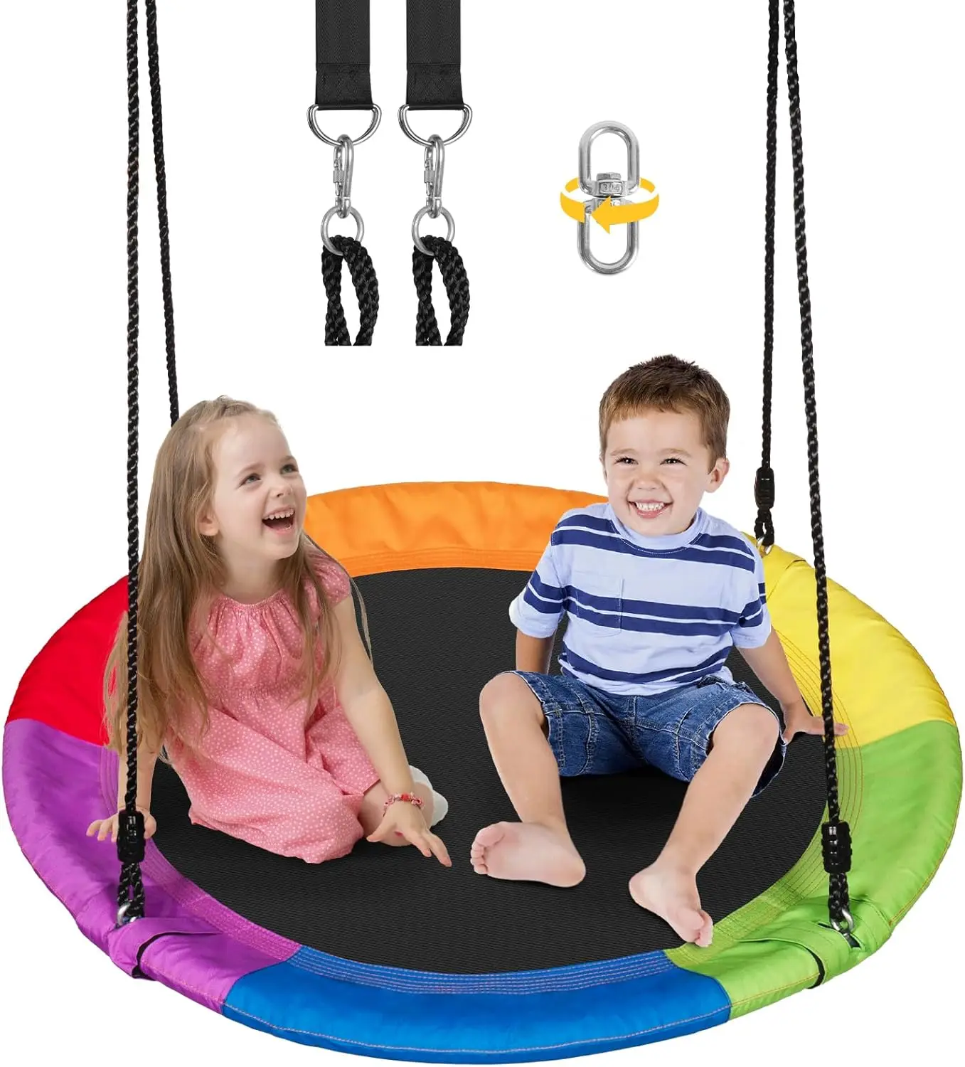 

40-inch Tree Swing for Kids & Adults, Reinforced Steel Frame with 700lb Capacity, 360° Rotating Outdoor Playground Swing