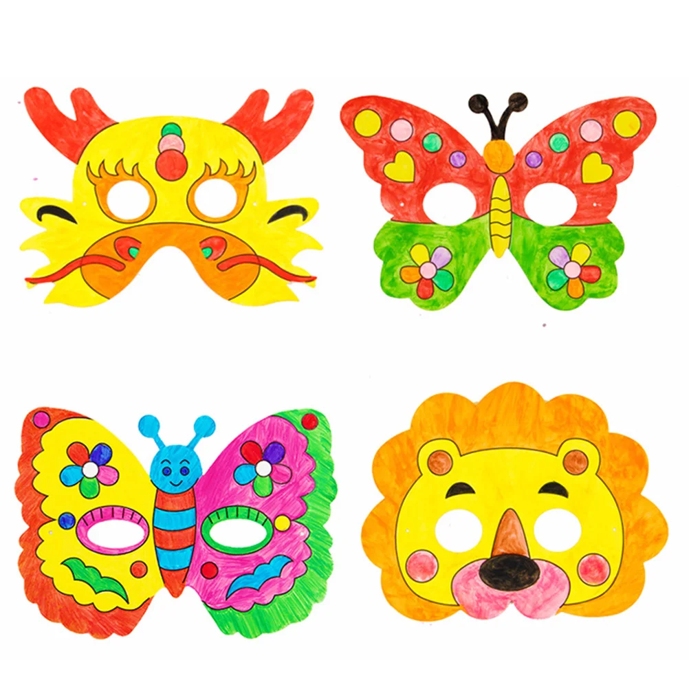 10 szt. Zestaw do samodzielnego malowania papierowych masek smoków, trwałe, kreatywne materiały do rysowania, puste maski papierowe dla dzieci do samodzielnego wykonania.