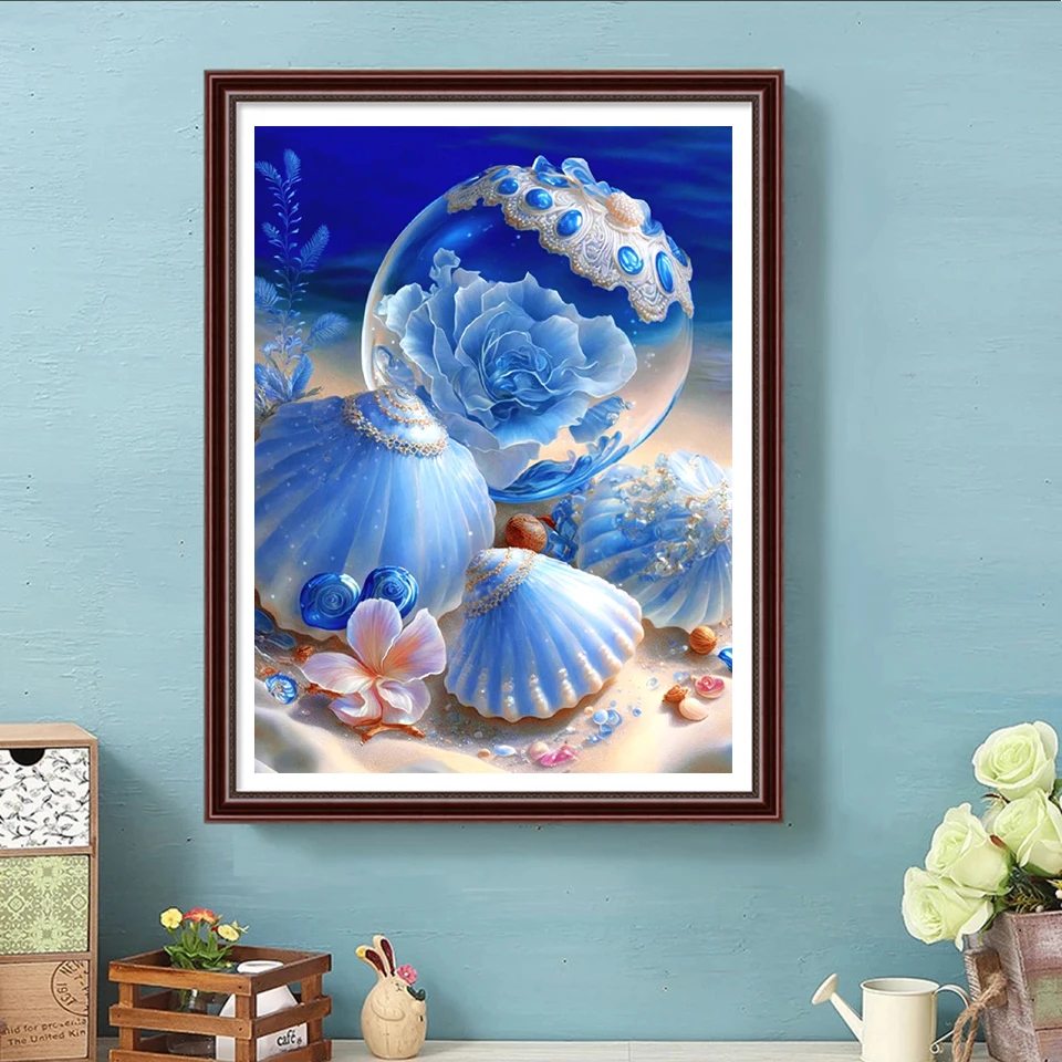 DIY Diamond Painting Cross Stitch Beach shell conch scene Full Square Round 5d Diamond Embroidery Picture Rhinestone Art S450