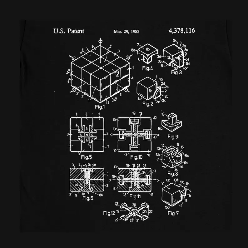 Puzzle Cube Patent T-Shirt 3D combination Magic Cube Gift Idea