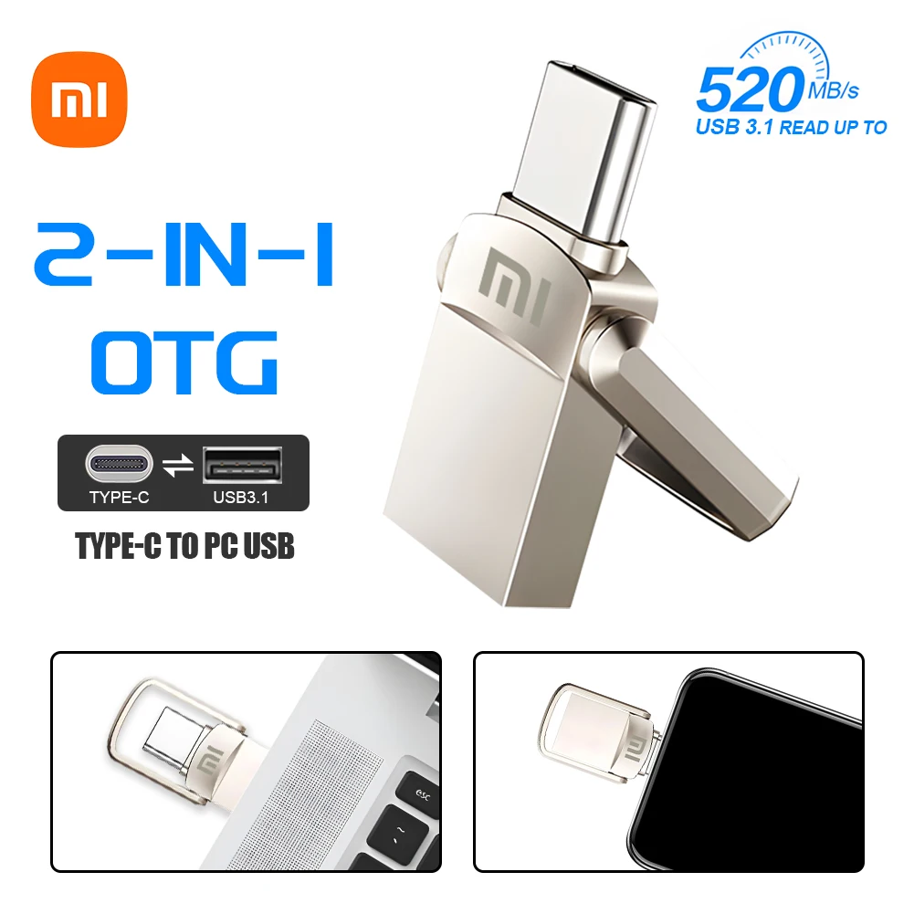 Xiaomi 2tb USB Flash Drive 3.2 Type C PenDrive Memory Stick 64G 128GB Pen Drive 256g Flash Disk for PC Smartphone Storage U Disk