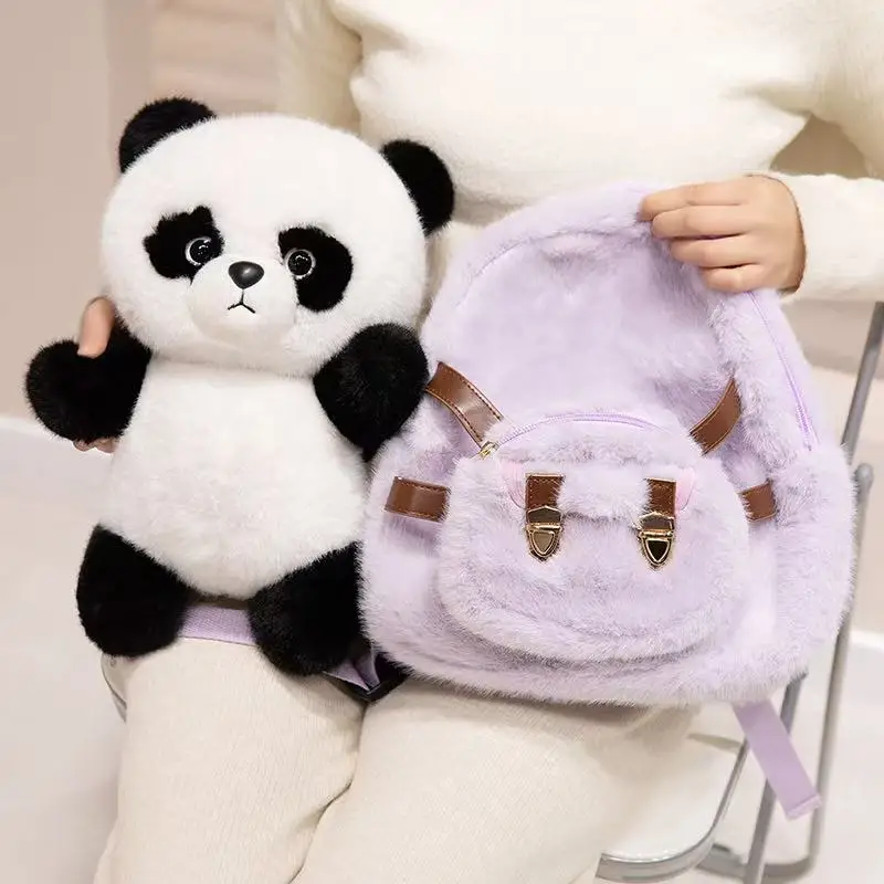 35cm Panda Reisrugzak Simulatie Knuffel Handgemaakte pop Cartoon Anime Schattig Kussen Kussen Woondecoratie Kindergeboorte