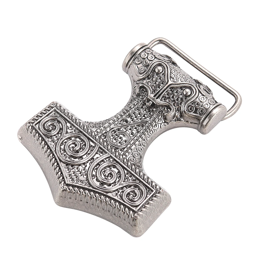 Mitologia Nórdica Retro Odin Hammer Belt Buckle Viking Rune Myth Arma Ocidental Cowboy Jeans Acessório Fastener para Homem 4cm Cintos