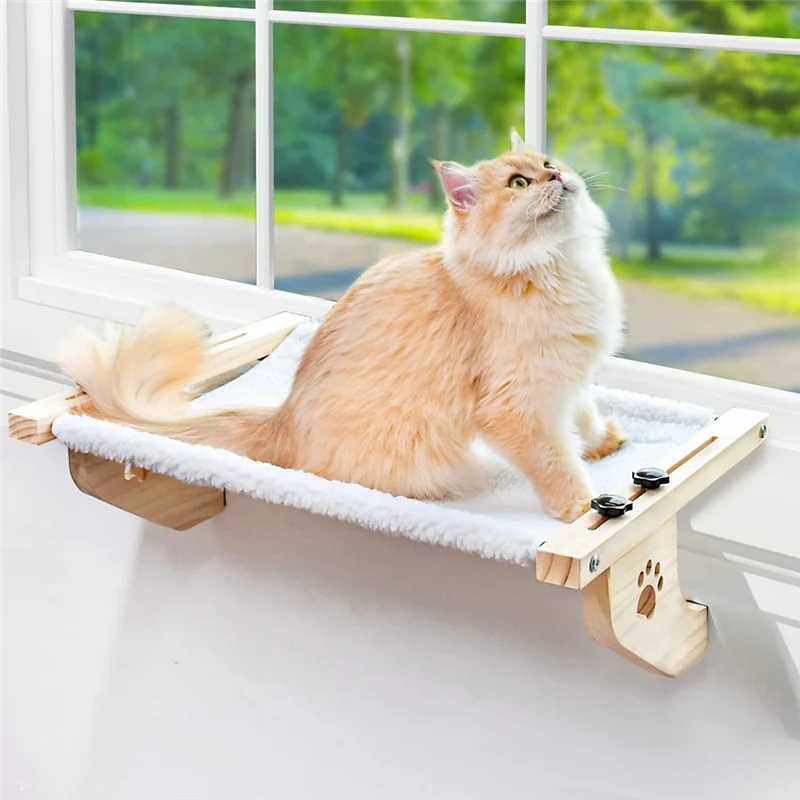 

ABDJ-Sill Cat Window Seat For Large Cats Sturdy Window Perch Sturdy Cat Hammock With Wood& Metal Frame, Easy To Adjust