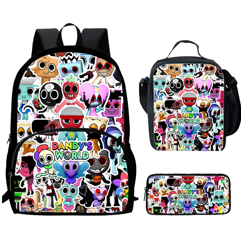 Cartoon Dandy Child Bookbags with Front Pocket,Lunch Bags,Pencil Bags for Aged 5-10, Kids' School Backpack for Boys Girls