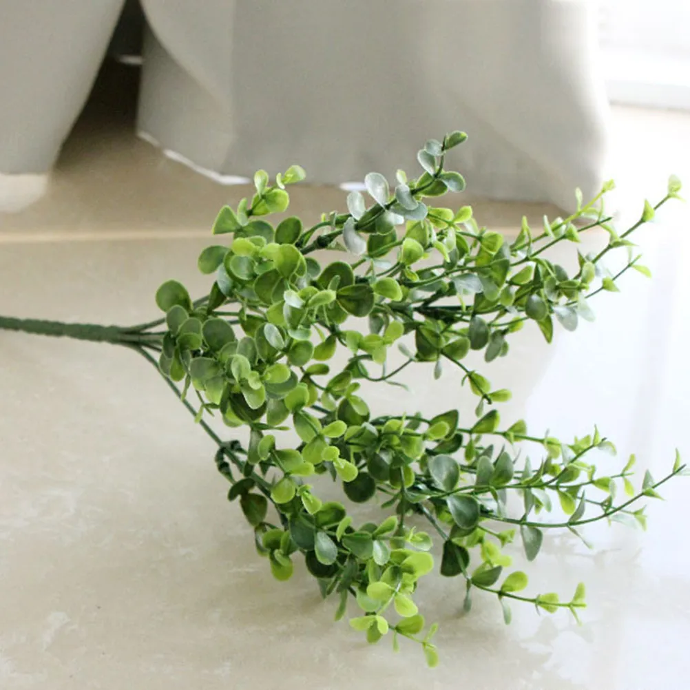 

10 Bunches Artificial Eucalyptus Plastic Green Plants Realistic Simulation for Home Garden Patio Wedding Decoration Faux Indoor