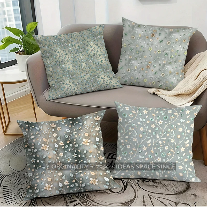 Vintage Floral Pillow Covers Pattern Cushion Cover Suitable for Sofa Bedroom Car Pillow Cover