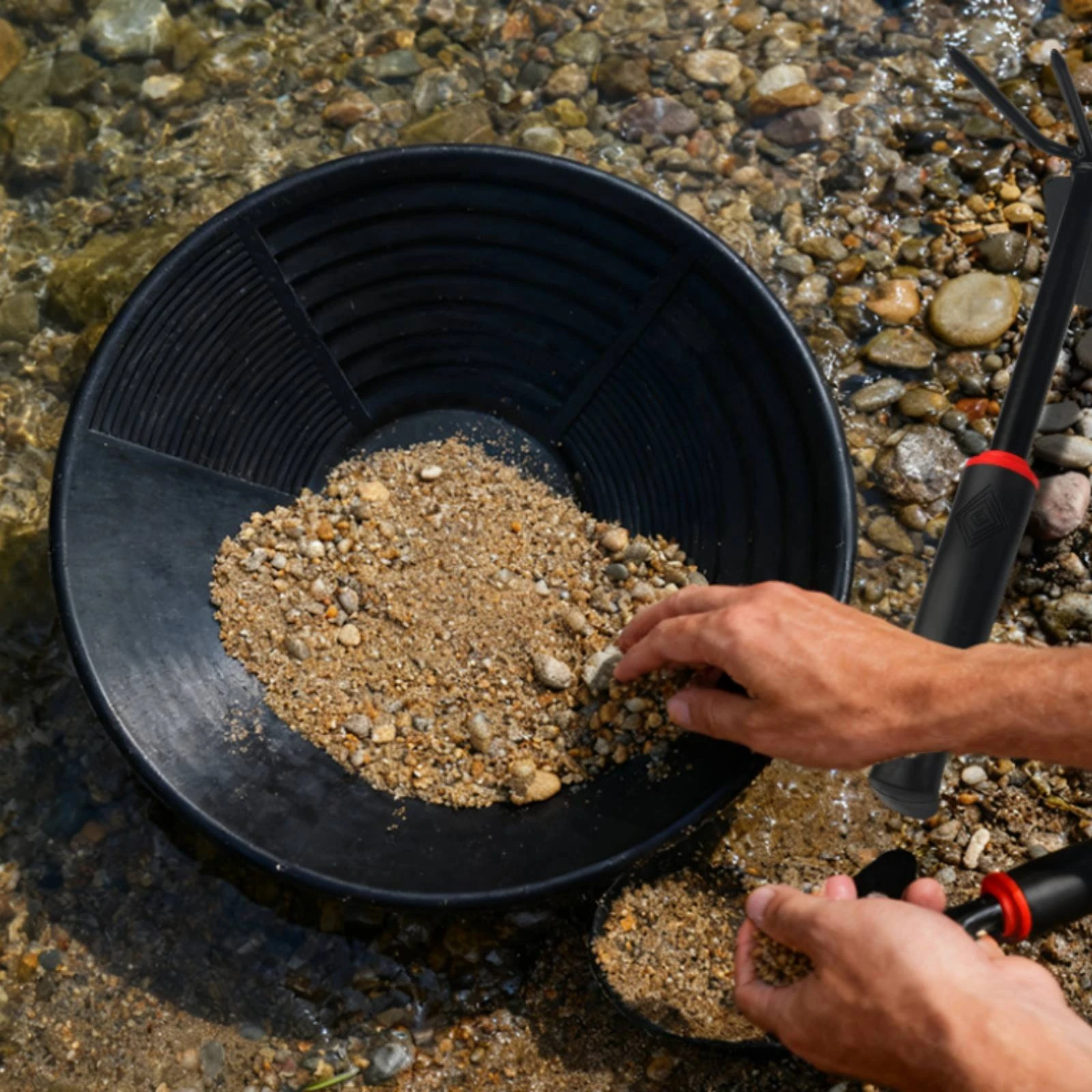 

Gold Panning Basin Wear-Resistant Ribbed Panning Basin Prospecting Kit Sleek Digging Tool Rifled Design