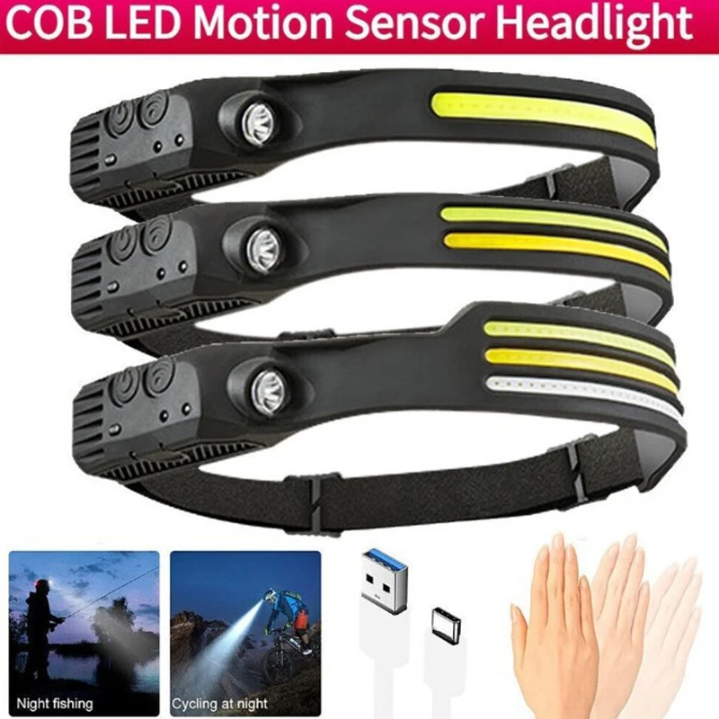 Silicone headlamp portable head mounted work light charging outdoor running light sensing strong light