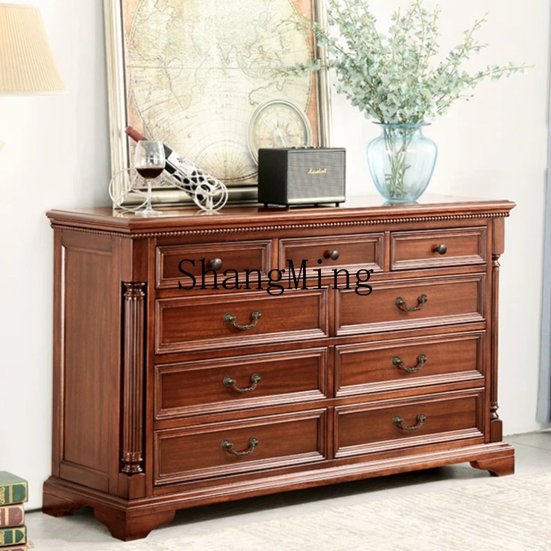 

SM new high-end all-solid wood six-bucket storage bedroom cabinet living room drawer locker